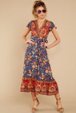 Love Is Here Navy Floral Print Midi Dress