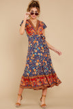 Love Is Here Navy Floral Print Midi Dress