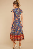 Love Is Here Navy Floral Print Midi Dress