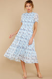 Count On You Light Blue Floral Print Midi Dress