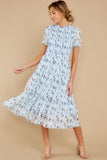 Count On You Light Blue Floral Print Midi Dress