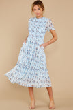 Count On You Light Blue Floral Print Midi Dress