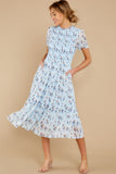 Count On You Light Blue Floral Print Midi Dress
