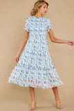 Count On You Light Blue Floral Print Midi Dress