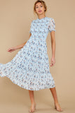 Count On You Light Blue Floral Print Midi Dress