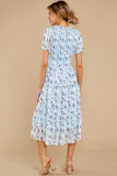 Count On You Light Blue Floral Print Midi Dress