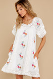 Dreaming In Florals White Embroidered Dress