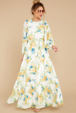 Blooms Of You Ivory Floral Print Maxi Dress