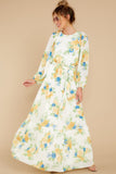 Blooms Of You Ivory Floral Print Maxi Dress