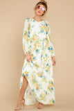 Blooms Of You Ivory Floral Print Maxi Dress