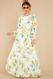 Blooms Of You Ivory Floral Print Maxi Dress