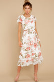 Bloom For Me Ivory Floral Print Midi Dress