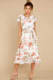 Bloom For Me Ivory Floral Print Midi Dress