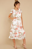 Bloom For Me Ivory Floral Print Midi Dress