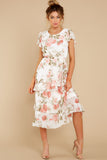 Bloom For Me Ivory Floral Print Midi Dress