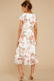 Bloom For Me Ivory Floral Print Midi Dress