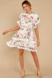 Noticing This Ivory Floral Print Dress