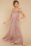 Let's Travel Mauve Pink Floral Print Maxi Dress