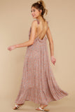 Let's Travel Mauve Pink Floral Print Maxi Dress
