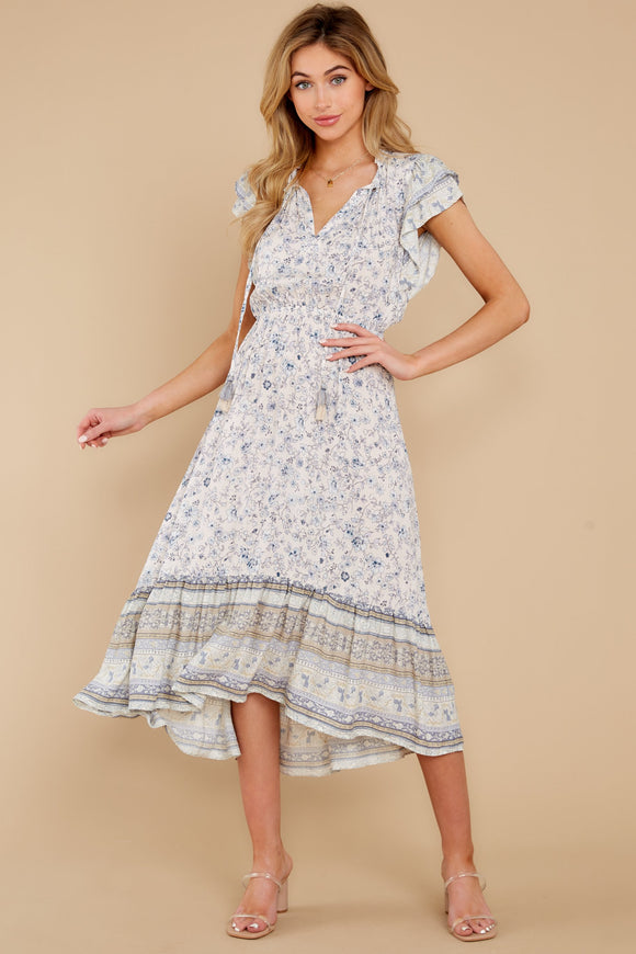 Sweeter Still Blue Floral Print Midi Dress
