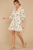 Catching Hope Ivory Floral Print Dress