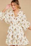 Catching Hope Ivory Floral Print Dress