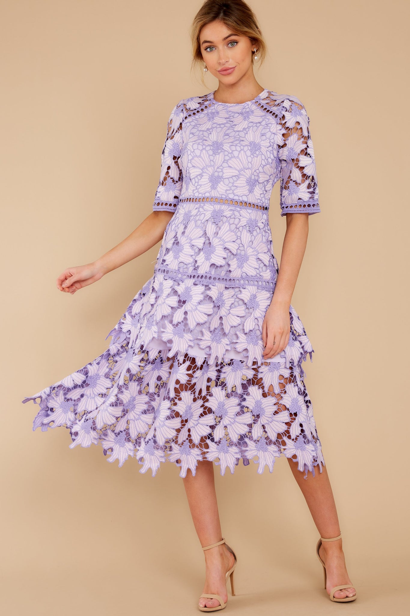 Get To The Point Lavender Lace Midi Dress lukeke Get To The Point Lavender Lace Midi Dress lukeke