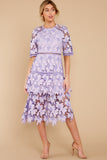 Get To The Point Lavender Lace Midi Dress