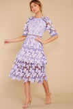 Get To The Point Lavender Lace Midi Dress