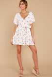 I'll Bloom Again Ivory Floral Print Dress