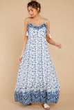 Stargaze Girl Blue Floral Print Maxi Dress