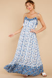 Stargaze Girl Blue Floral Print Maxi Dress