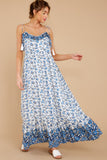 Stargaze Girl Blue Floral Print Maxi Dress