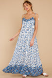 Stargaze Girl Blue Floral Print Maxi Dress