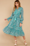 Darling Delight Aqua Blue Print Midi Dress