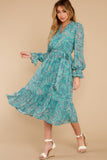 Darling Delight Aqua Blue Print Midi Dress