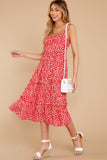 What A Life Red Floral Print Midi Dress