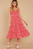 What A Life Red Floral Print Midi Dress