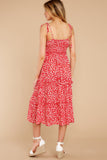 What A Life Red Floral Print Midi Dress