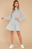 Dance Again Baby Blue Floral Print Dress