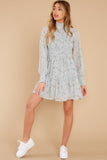 Dance Again Baby Blue Floral Print Dress
