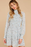Dance Again Baby Blue Floral Print Dress