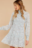 Dance Again Baby Blue Floral Print Dress