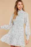 Dance Again Baby Blue Floral Print Dress