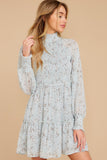 Dance Again Baby Blue Floral Print Dress