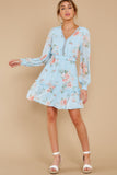 Poppin¡¯ Prosecco Light Blue Floral Print Dress