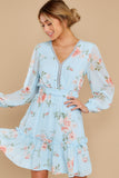 Poppin¡¯ Prosecco Light Blue Floral Print Dress