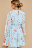 Poppin¡¯ Prosecco Light Blue Floral Print Dress
