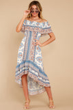 Take Your Time Ivory Floral Print Midi Dress