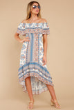 Take Your Time Ivory Floral Print Midi Dress